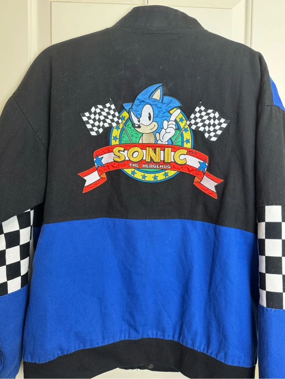 Sonic the Hedgehog BoxLunch Racing Jacket Checkered Gotta Go Fast S/M